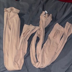 2 PAIRS SUNTAN STIRRUP TIGHTS
